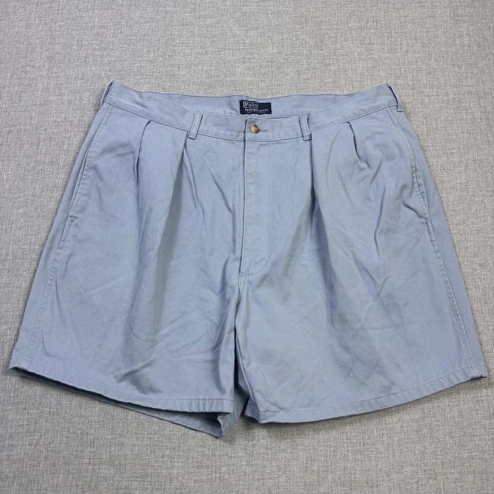 Polo Ralph Lauren Vintage Pleated Chino Shorts‎ Mens 38 Blue Cotton 6" Inseam